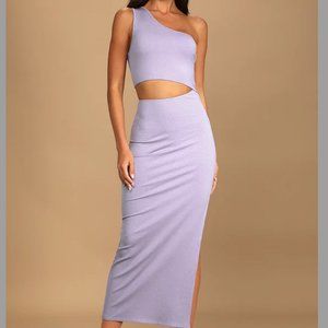 COPY - Lulu's Spice Things Up Lavender Ribbed One-Shoulder Cutout Midi Dress Si…